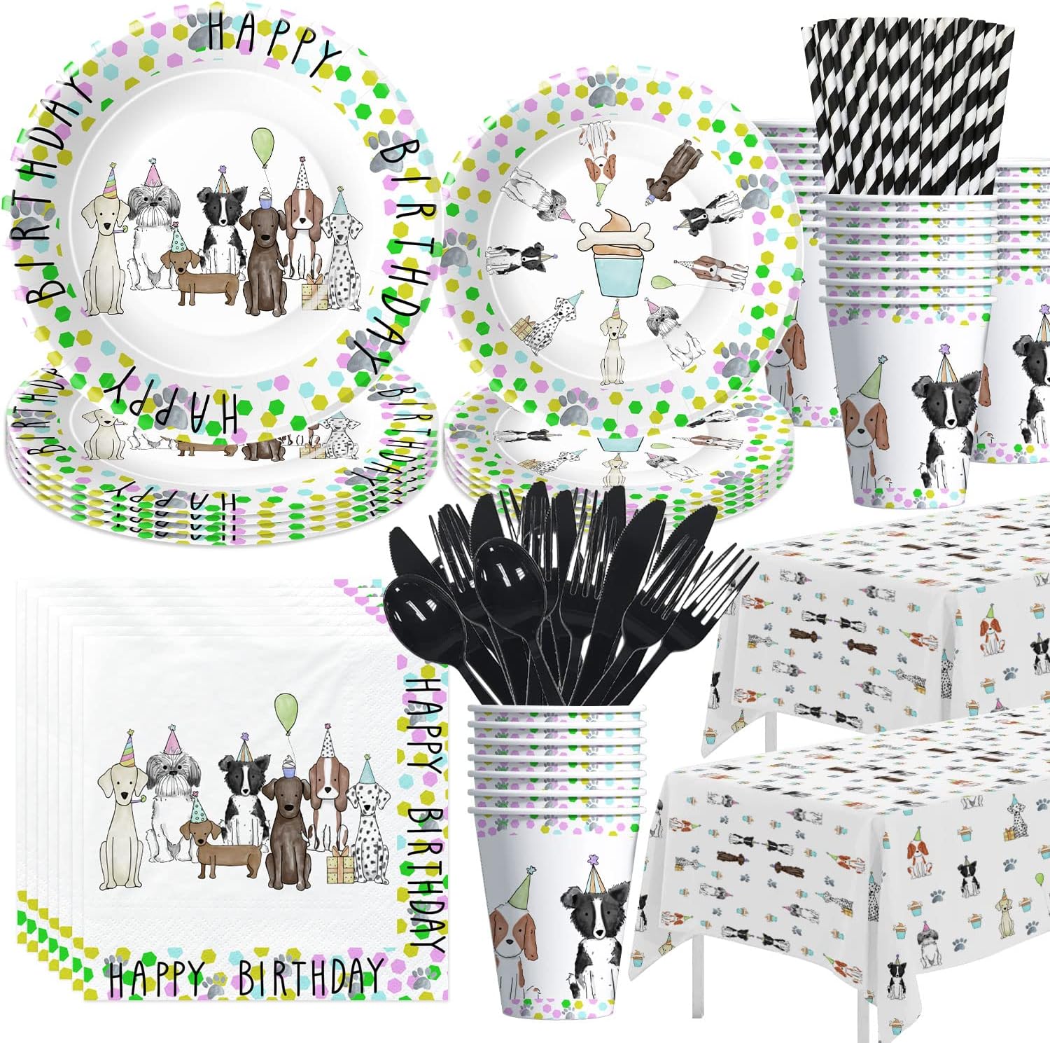 Xigejob Puppy Dog Party Supplies Set for 24 Guests