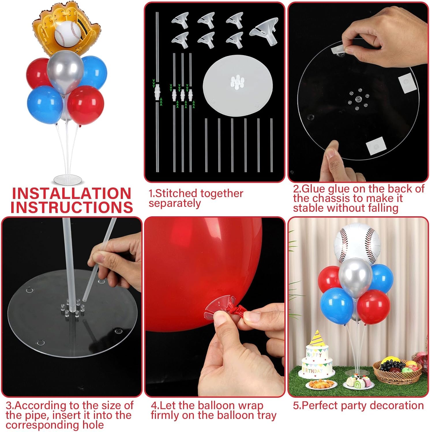 Baseball Themed Balloons Stand Kit 2 Sets