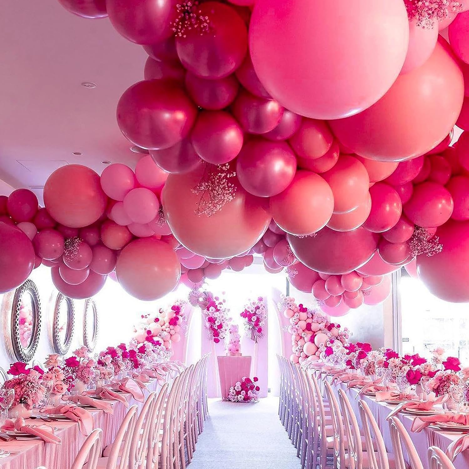 PartyWoo 50pcs 5 Inch Pink Latex Balloons for Decorations
