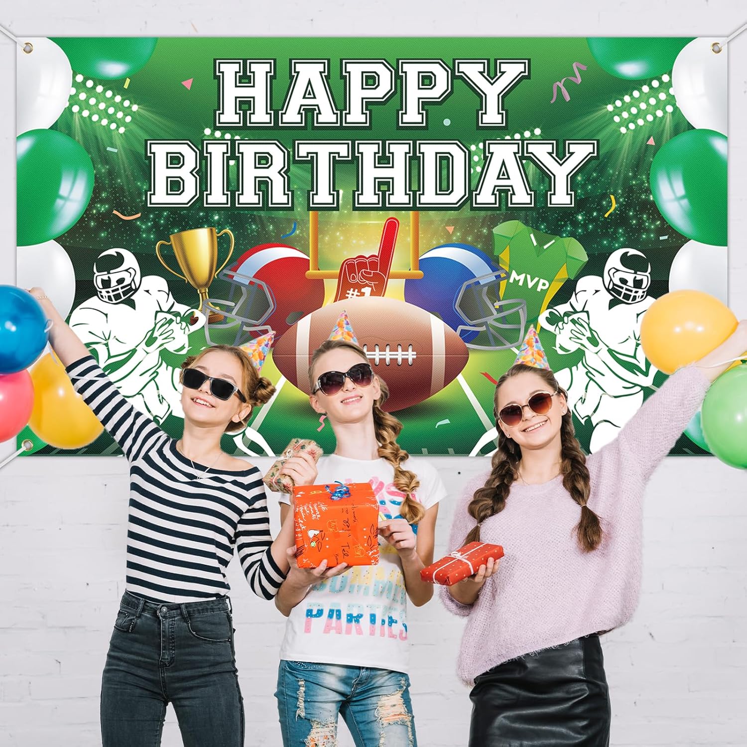 Large Football Birthday Banner for Kids Boys Party Decorations