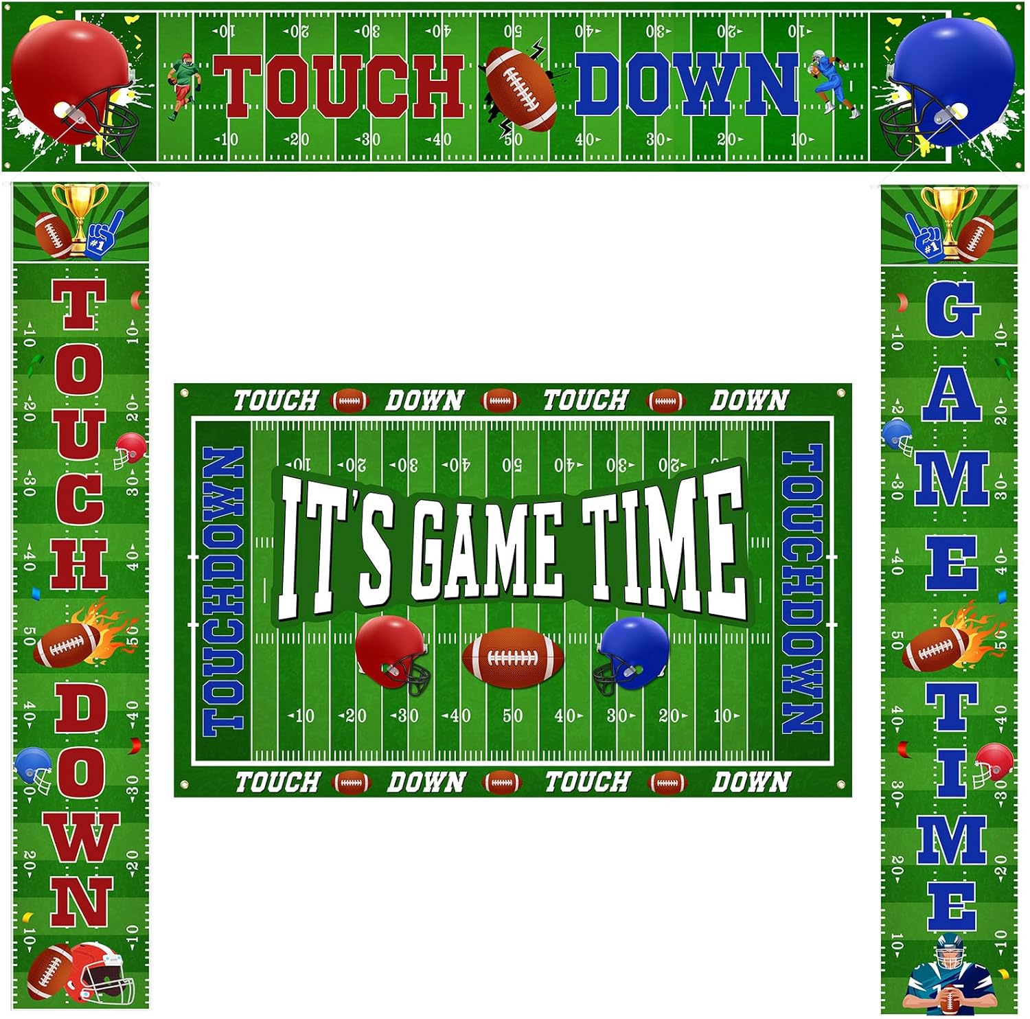 Ctosree Football Backdrop Banner Decor 4pcs Party Supplies