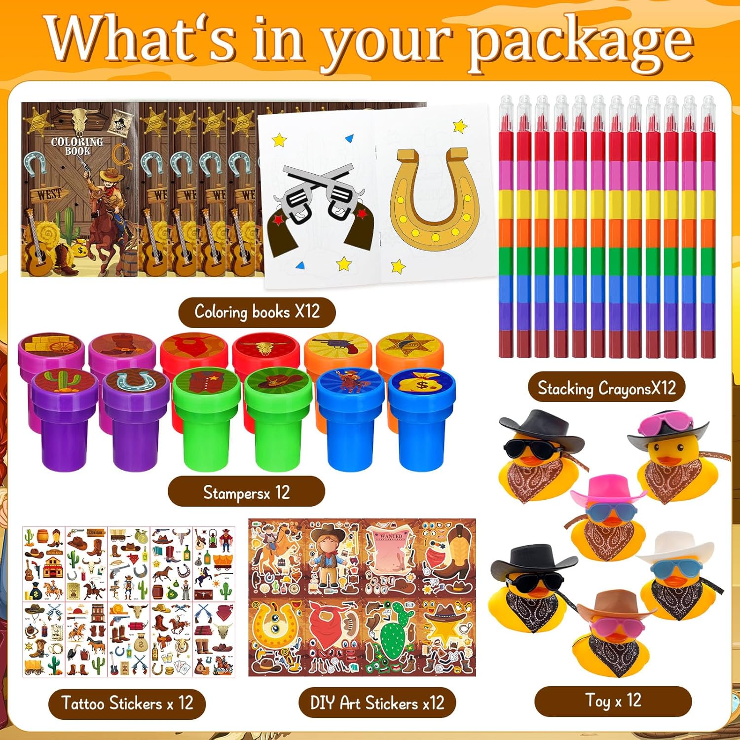Cinrobiye 72 Pcs Western Party Favors Set