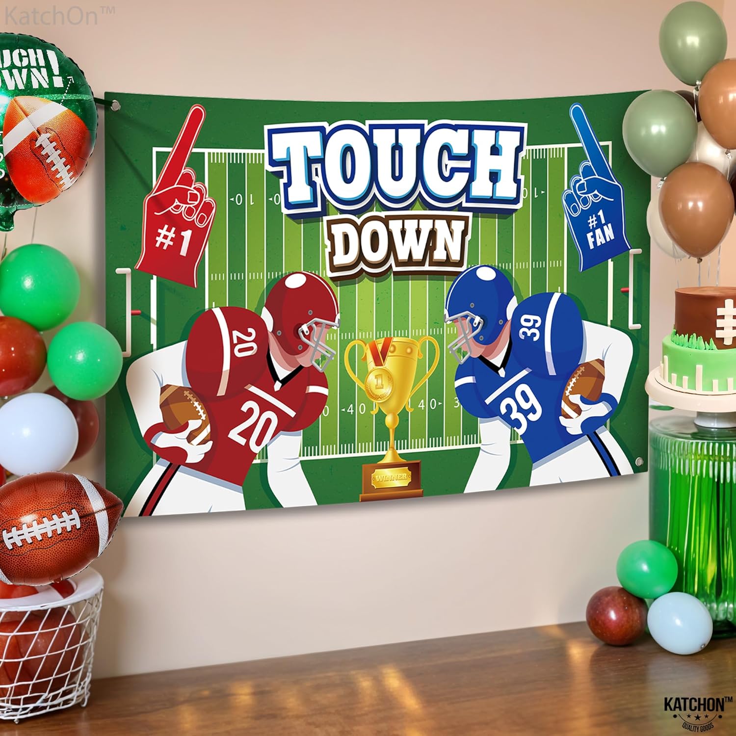 KatchOn Xtra Large Football Backdrop 72x44 Touchdown Banner