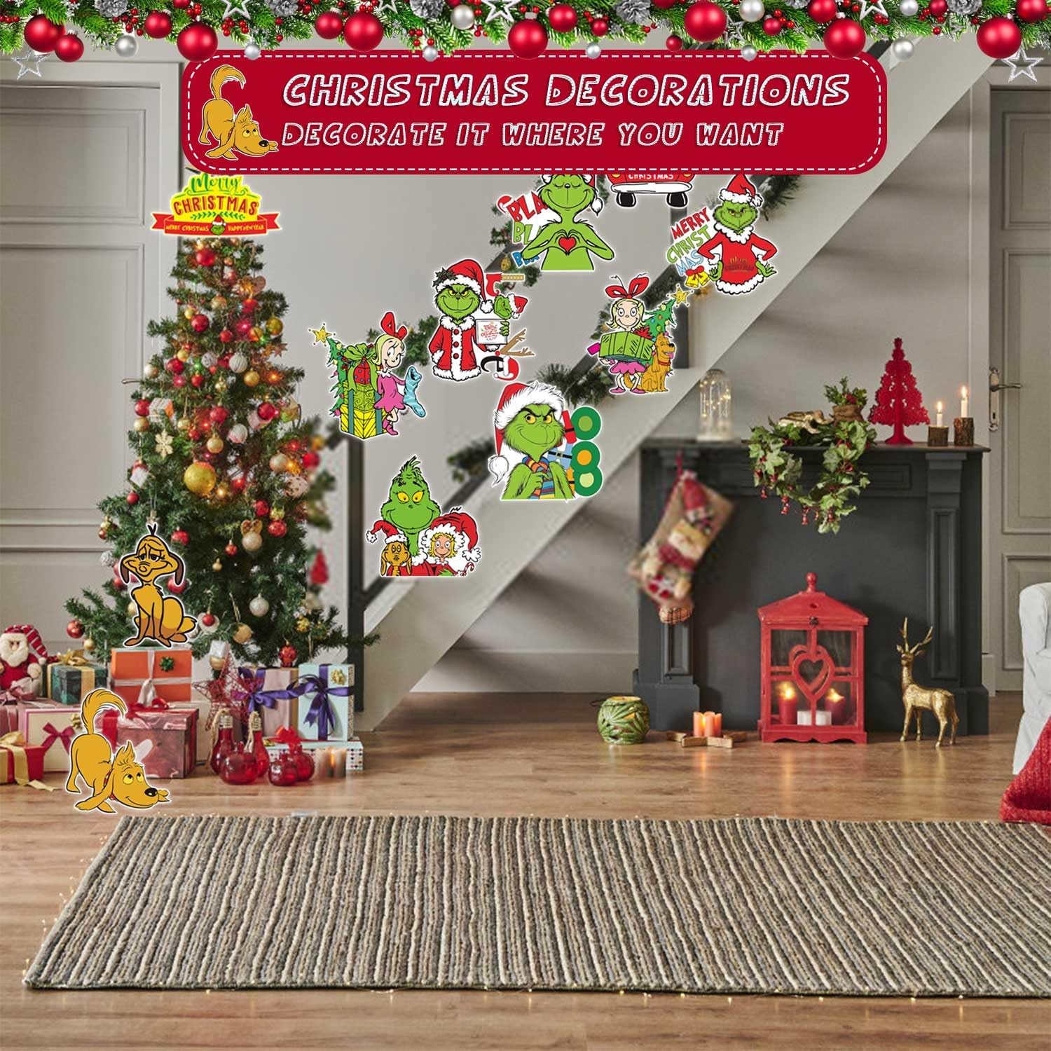 11Pcs Large Funny Christmas Door Decor Kit