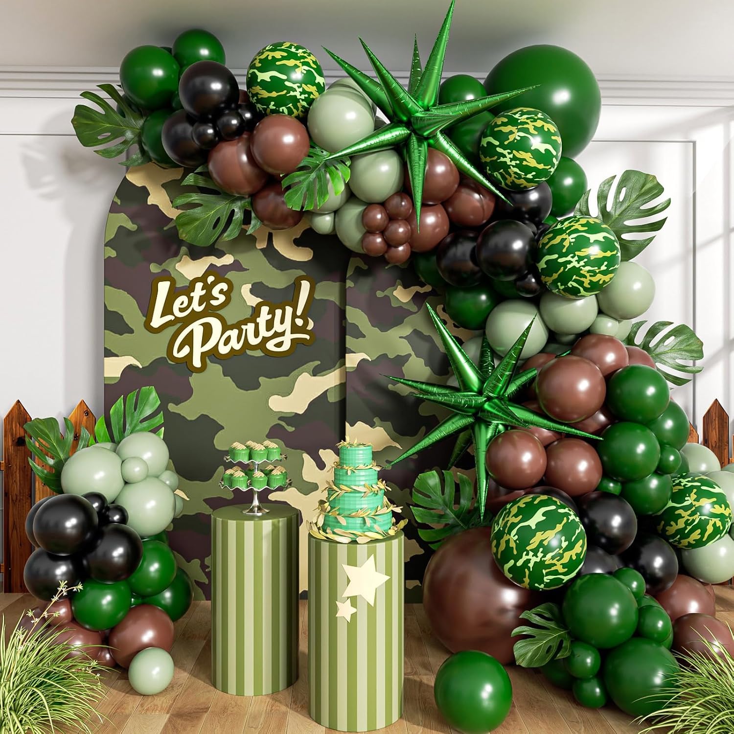 137pcs Camo Balloon Arch Kit for Jungle Birthday Decorations