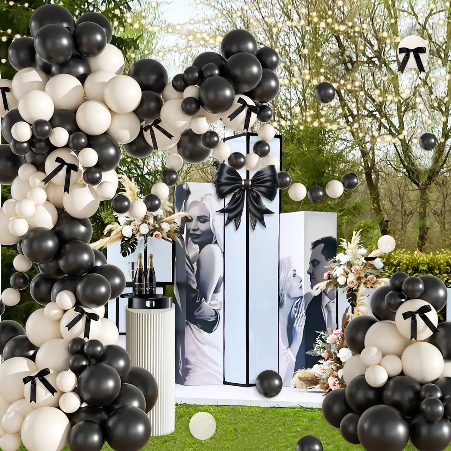 Black Sand White Balloon Garland Arch Kit 158Pcs
