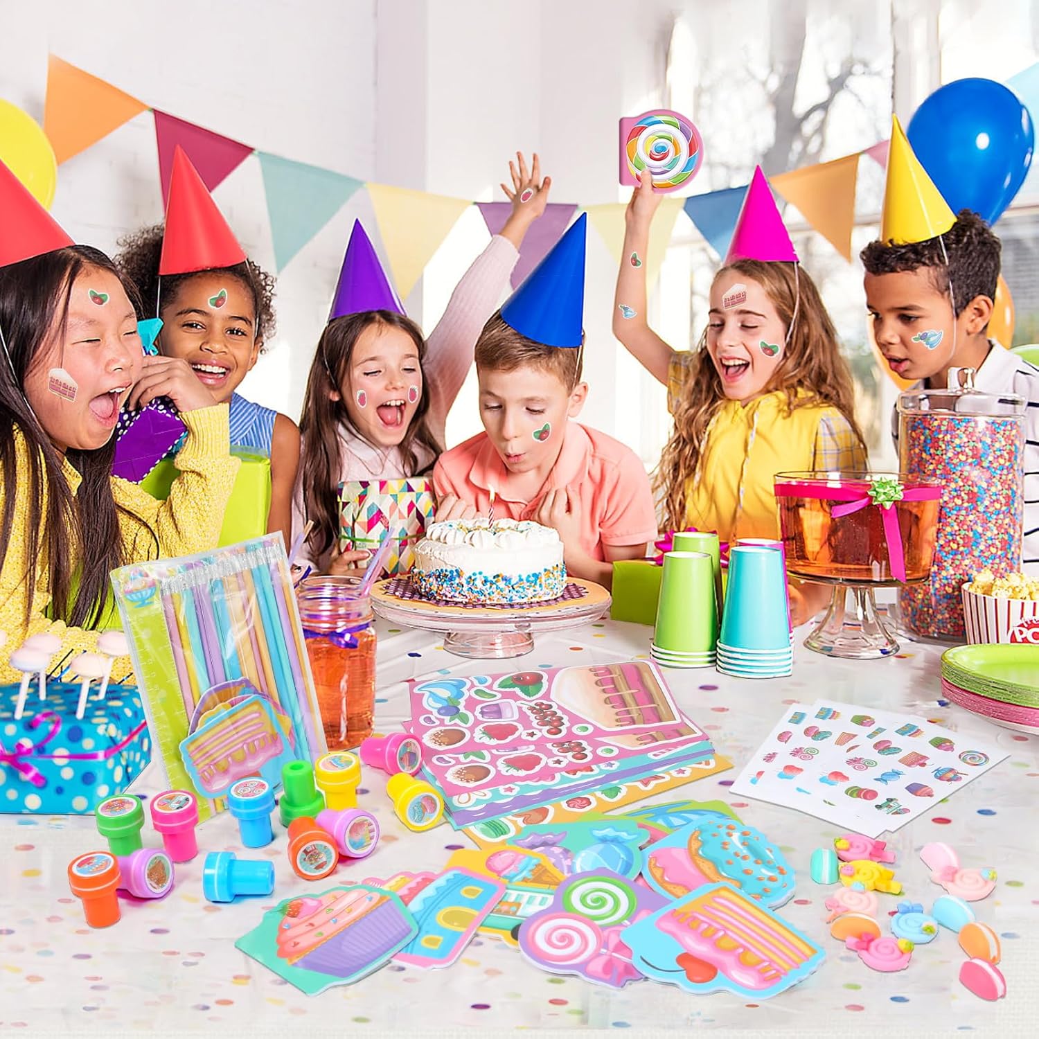 BenLouis 96Pcs Candyland Party Favors Mini Notebook Set for Kids