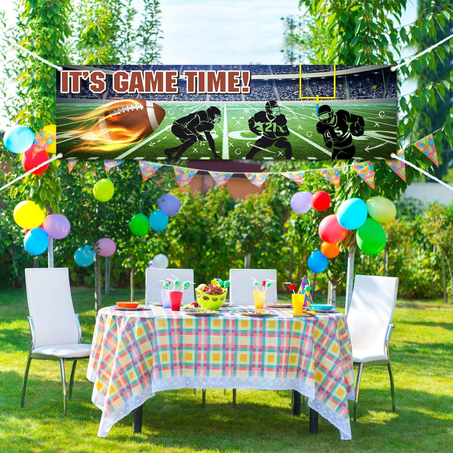 Football Party Banner for Birthday and Baby Shower Decoration