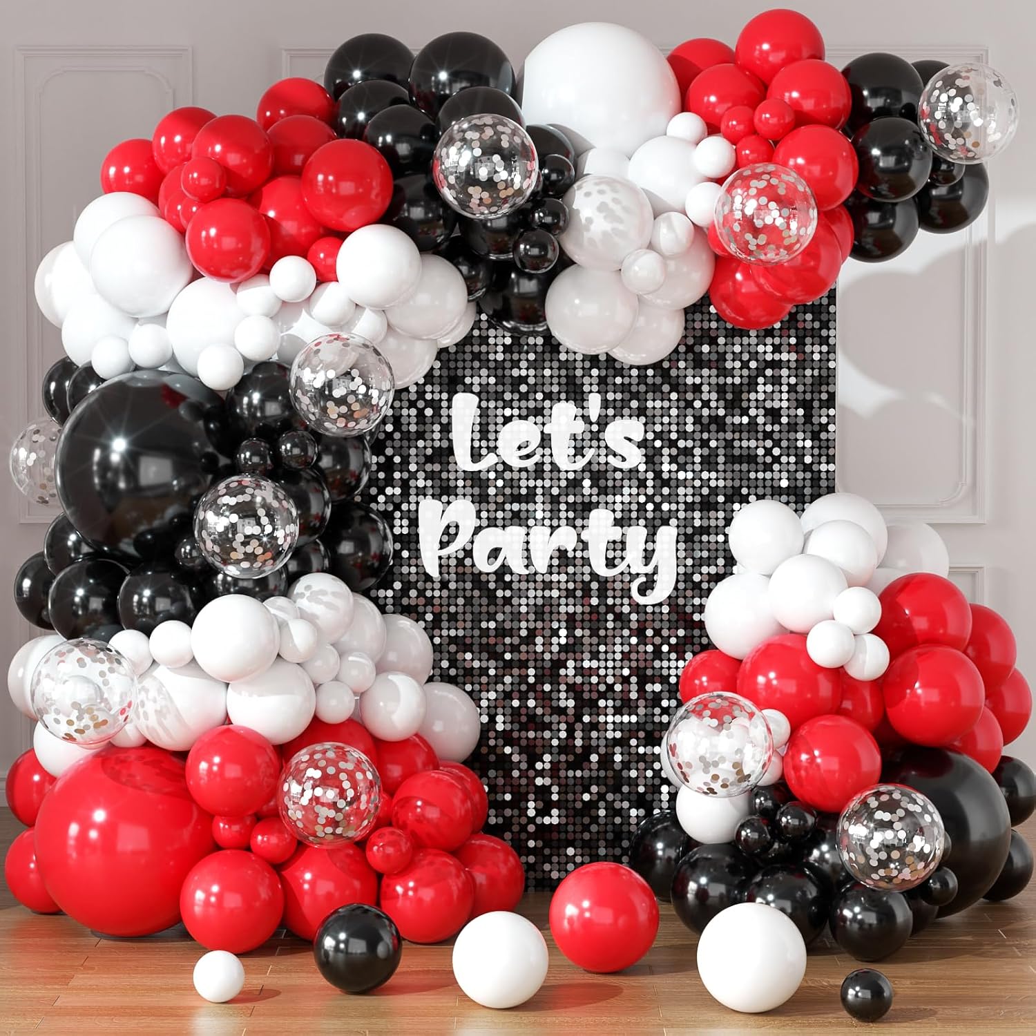Red Black White Balloon Arch Kit 164pcs