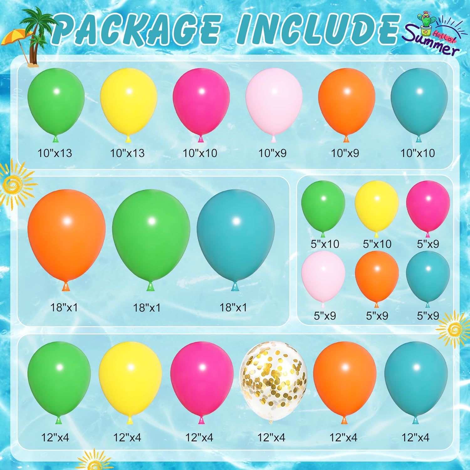 Amandir Tropical Balloon Arch Kit 165Pcs