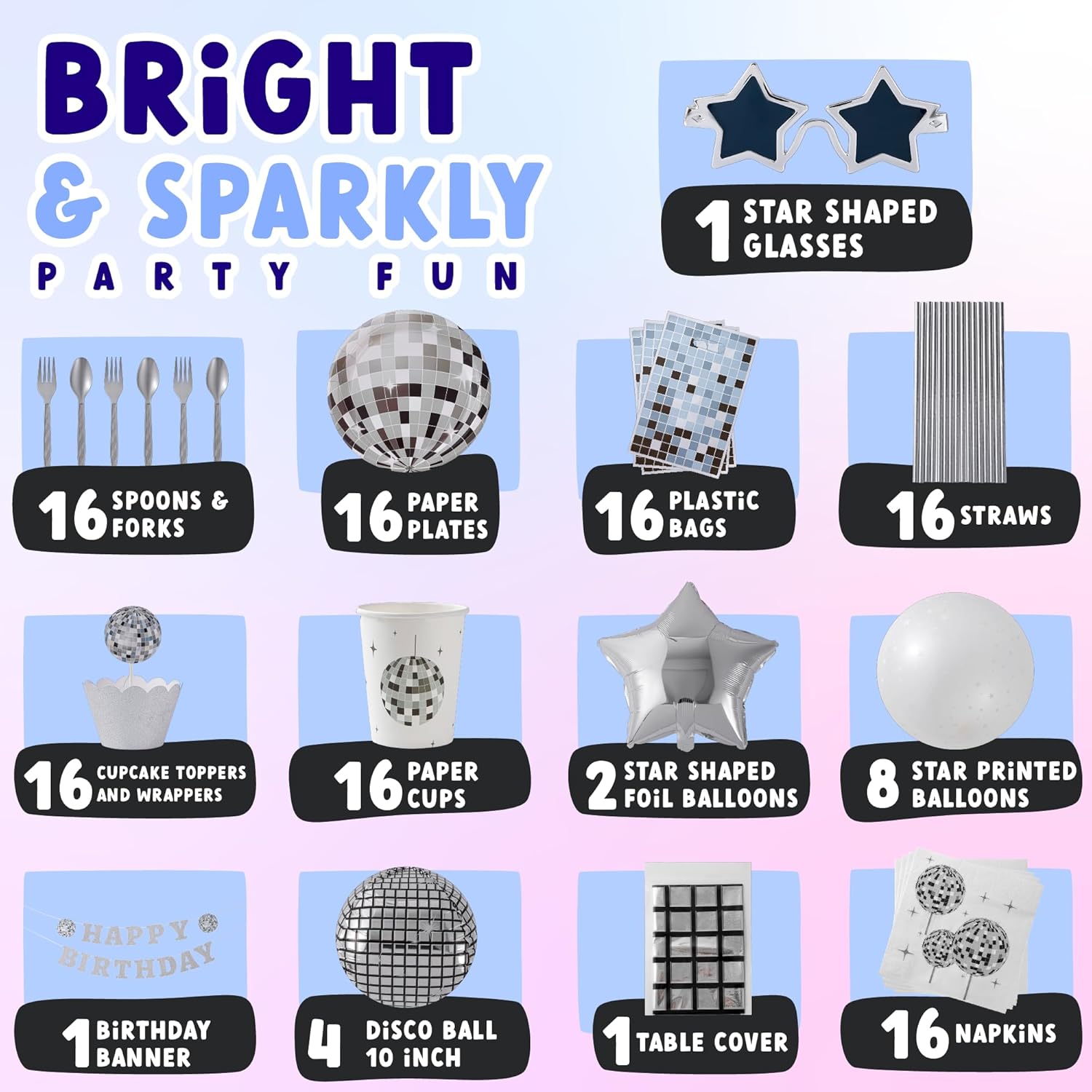 ecoZen Disco Birthday Decorations Set