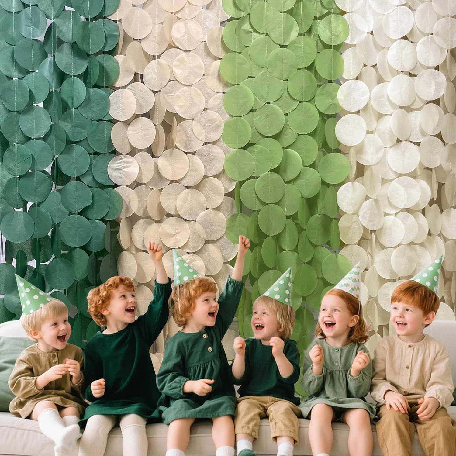 Pinkblume 205 Ft Sage Green Circle Dot Garland Backdrop