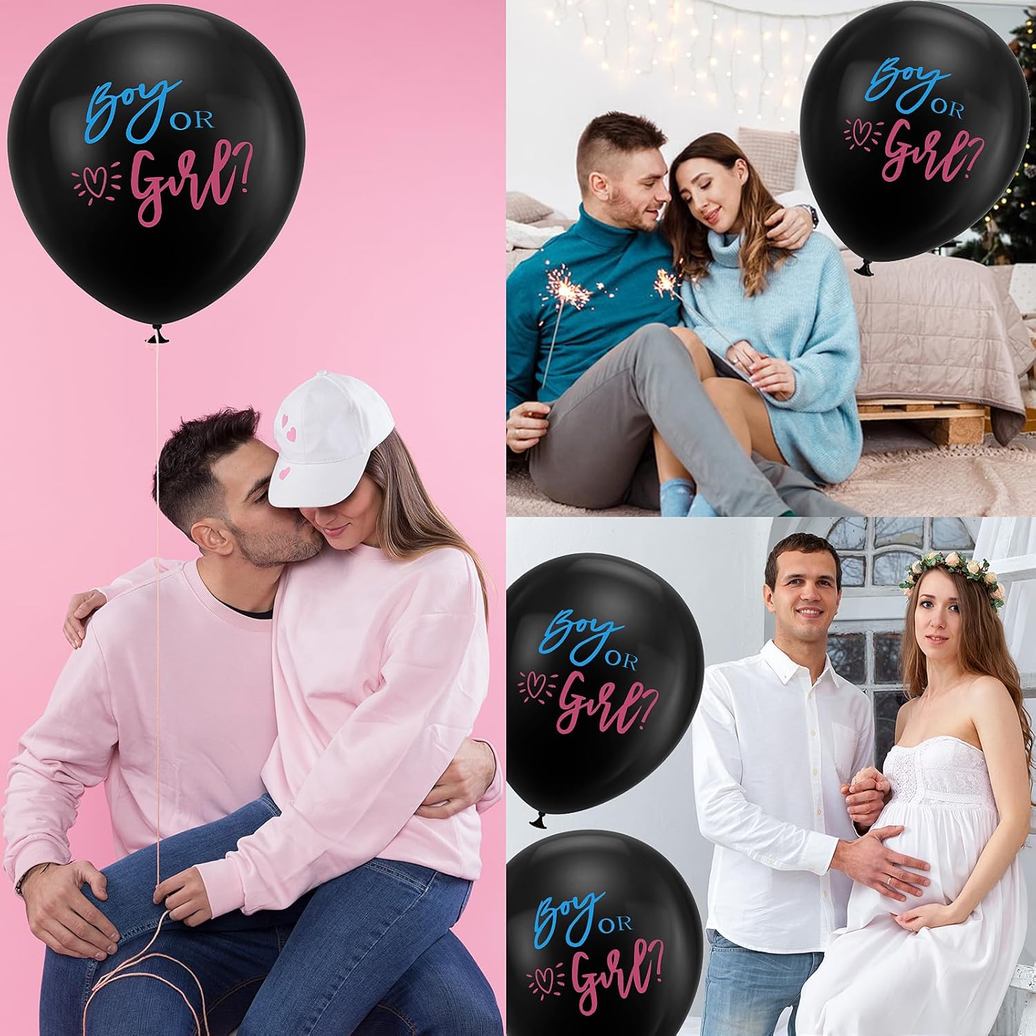 2pcs Gender Reveal Balloons with Pink Blue Confetti