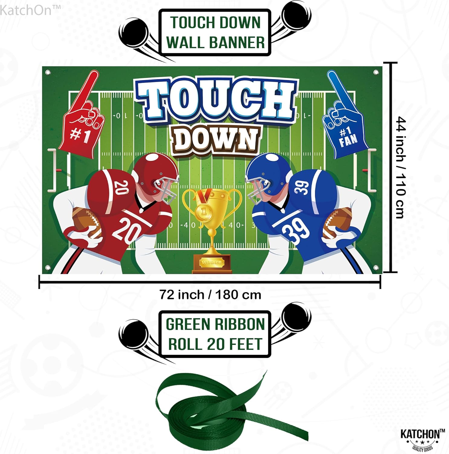 KatchOn Xtra Large Football Backdrop 72x44 Touchdown Banner