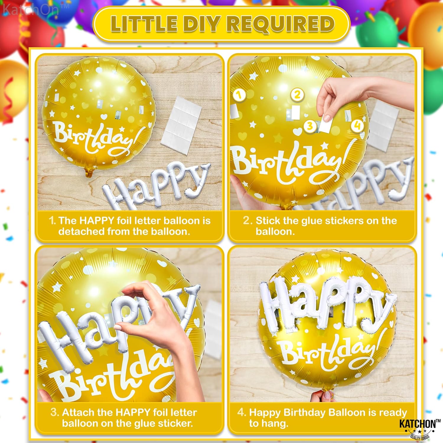 Gold Happy Birthday Balloon Set - 23 Inch Pack of 5