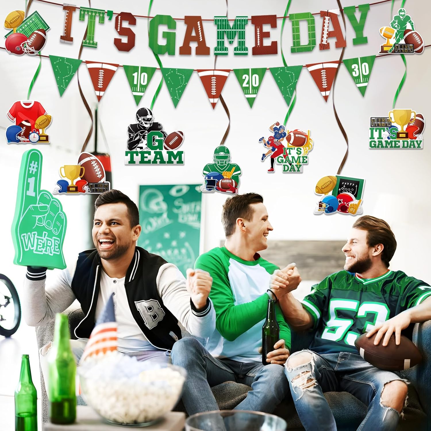 Super Football Party Decorations 2025 Game Day Banner Hanging Swirls