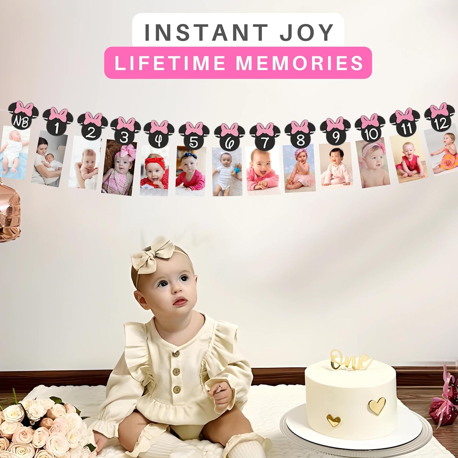 Minnie 12 Month Photo Banner Hot Pink