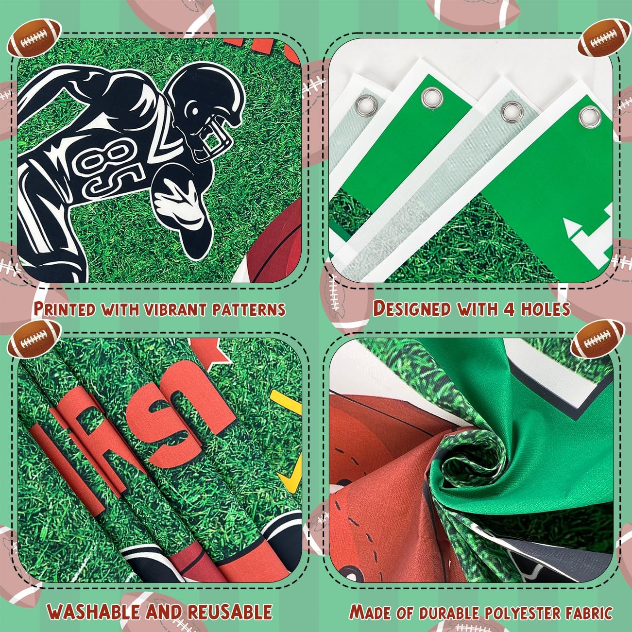 Football 1st Birthday Banner for Boys 5x3ft