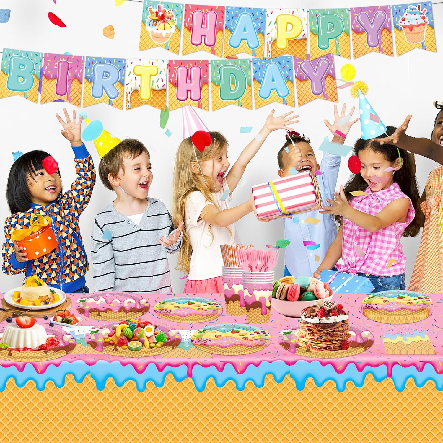 146Pcs Ice Cream Party Supplies Kit for 24 Guests
