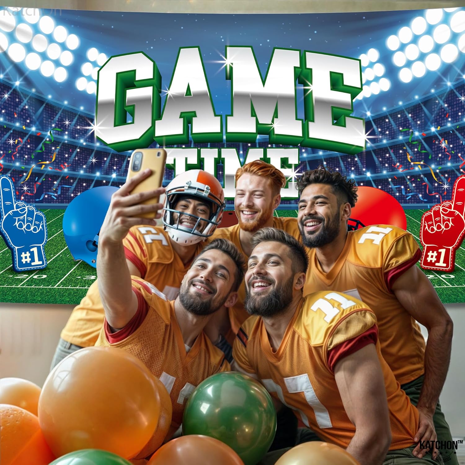 KatchOn Football Backdrop for Party - Large 72x44 Inch