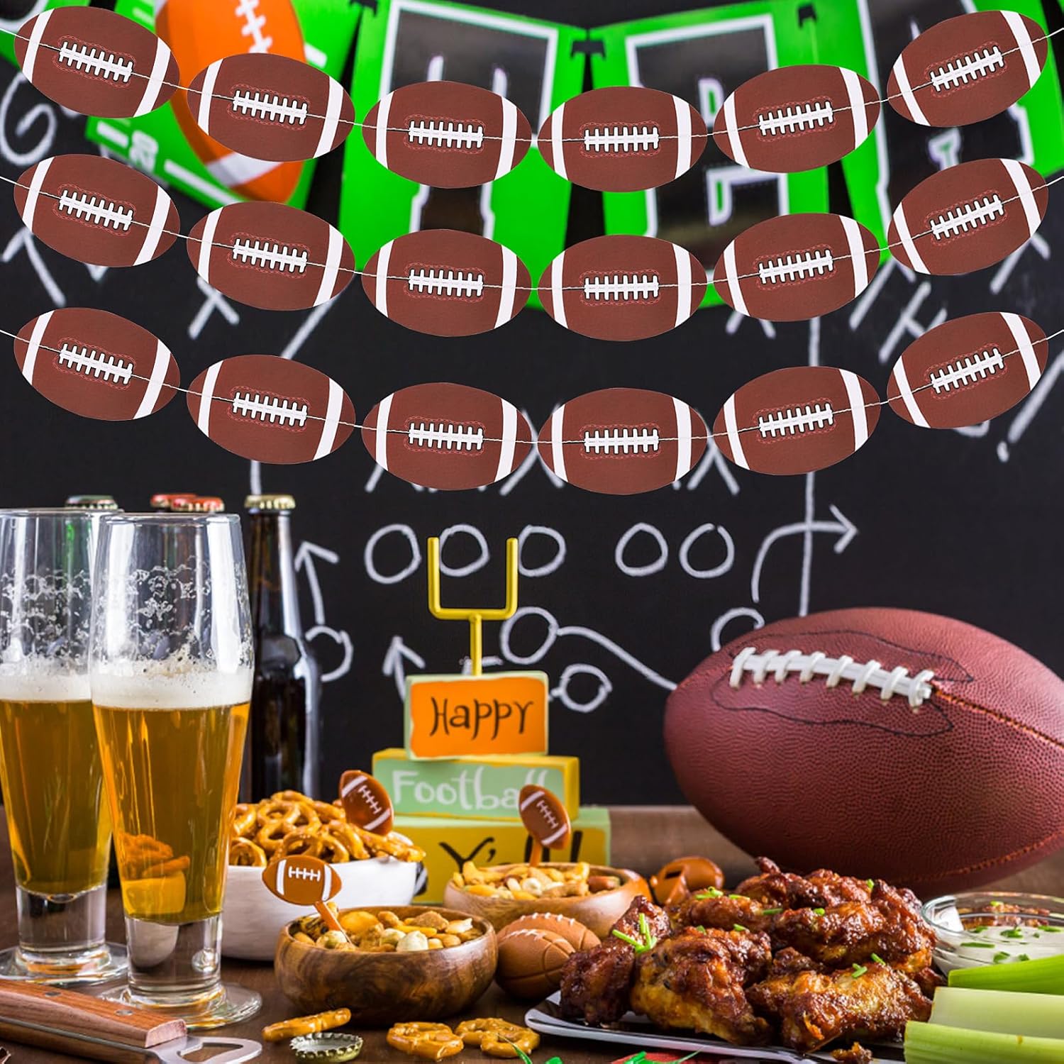 FOIMAS Football Hanging Garlands 8pcs Party Decorations