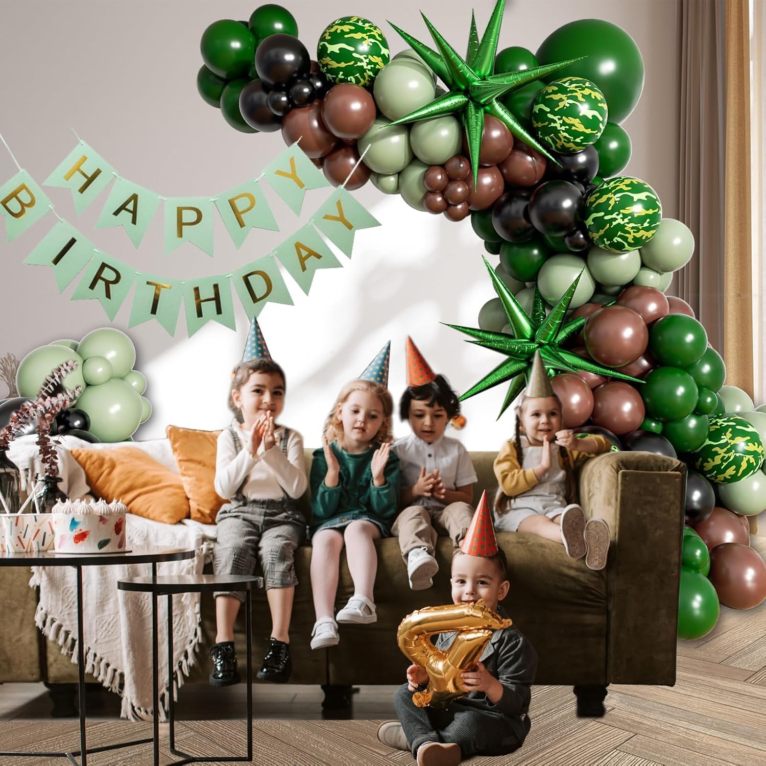137pcs Camo Balloon Arch Kit for Jungle Birthday Decorations