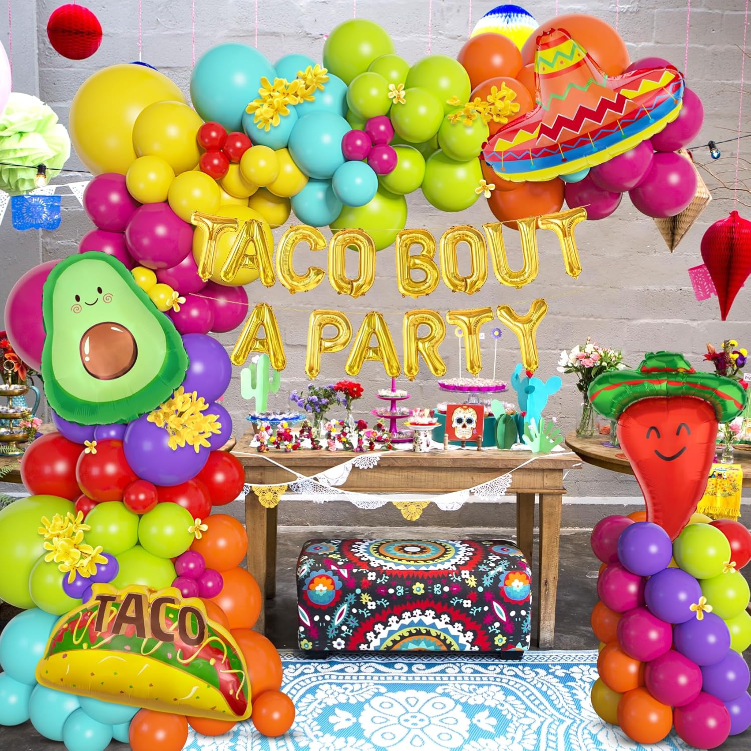 Amandir 169Pcs Mexican Fiesta Balloon Decor Kit