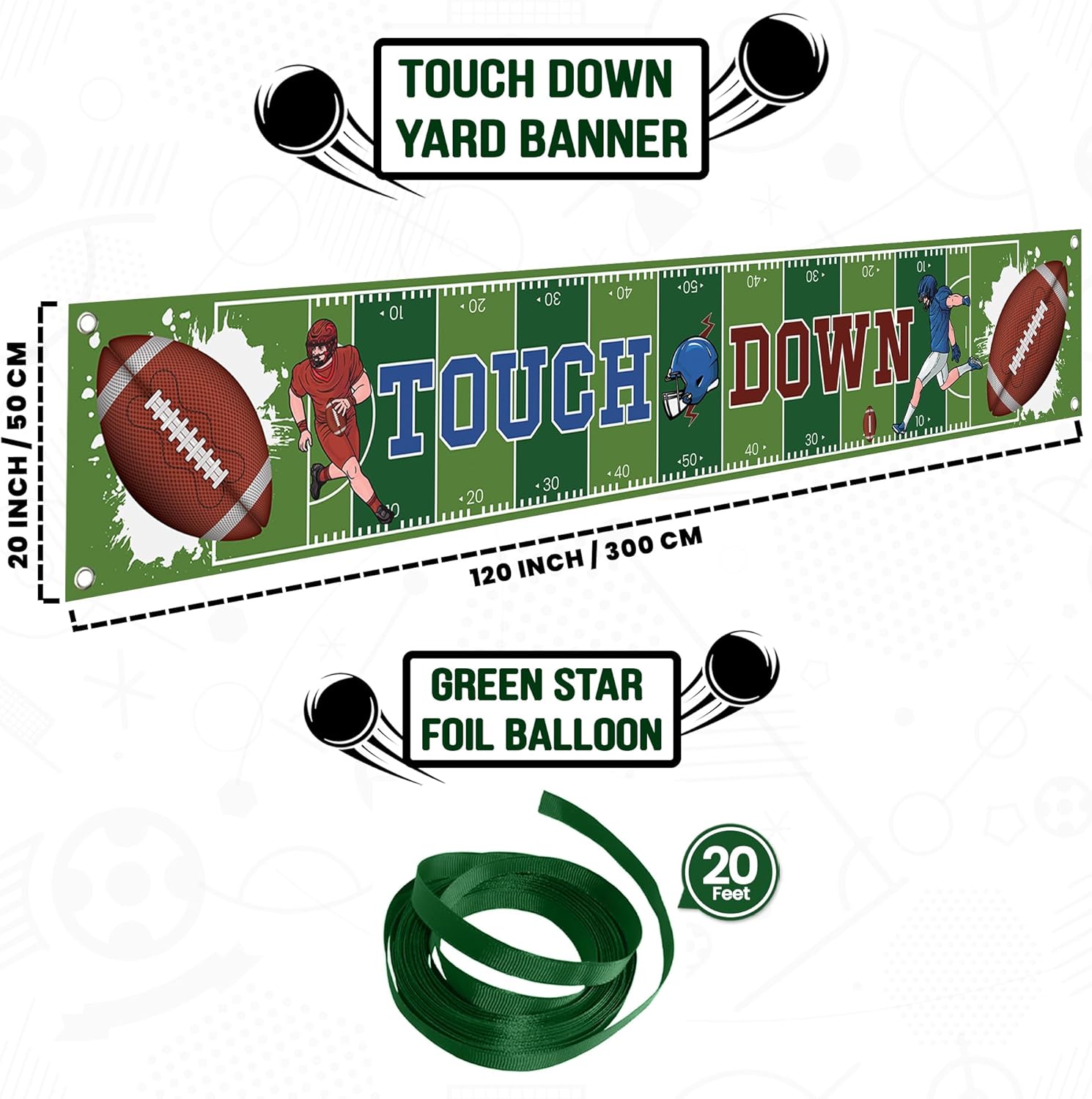 KatchOn XtraLarge Football Yard Banner - 120x20 Inch
