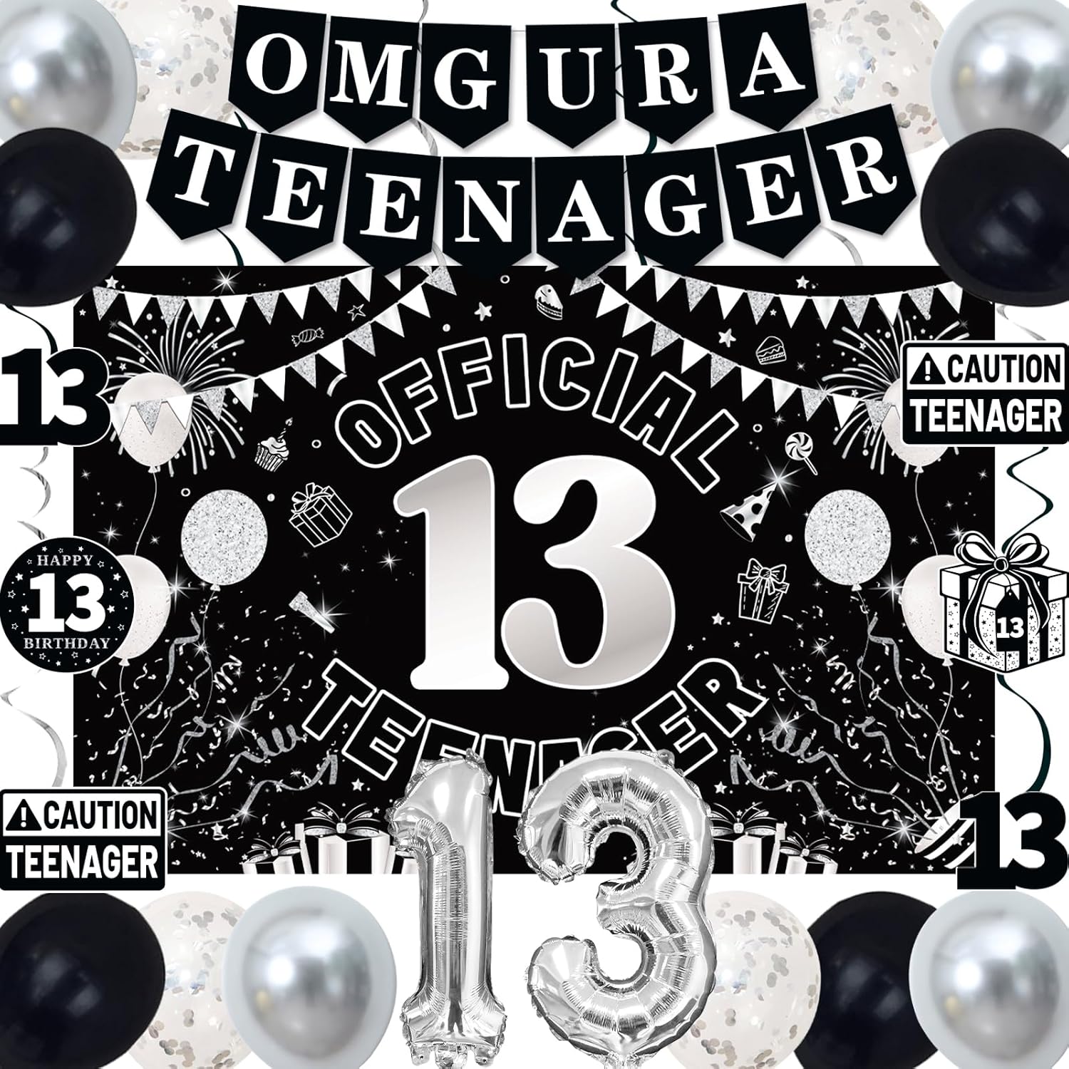 13th Birthday Decorations Set for Boys Girls