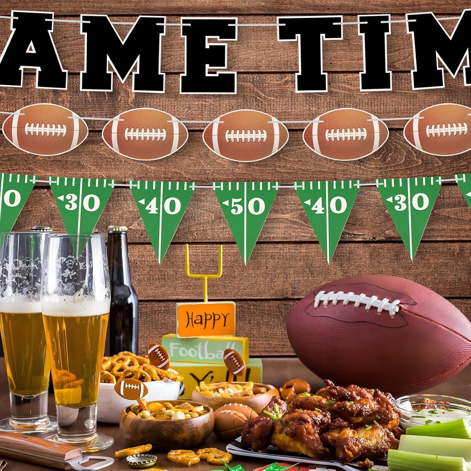 Game Time Football Banner Party Decor