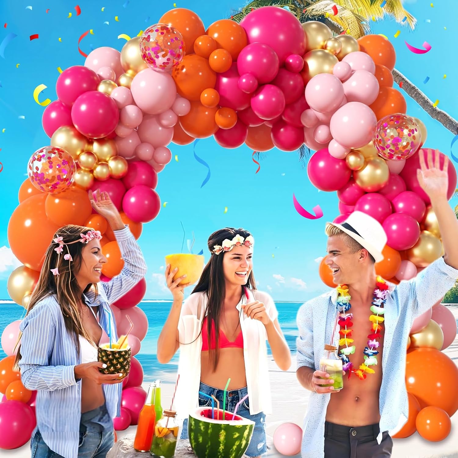 Pink Orange Balloon Arch Kit for Parties