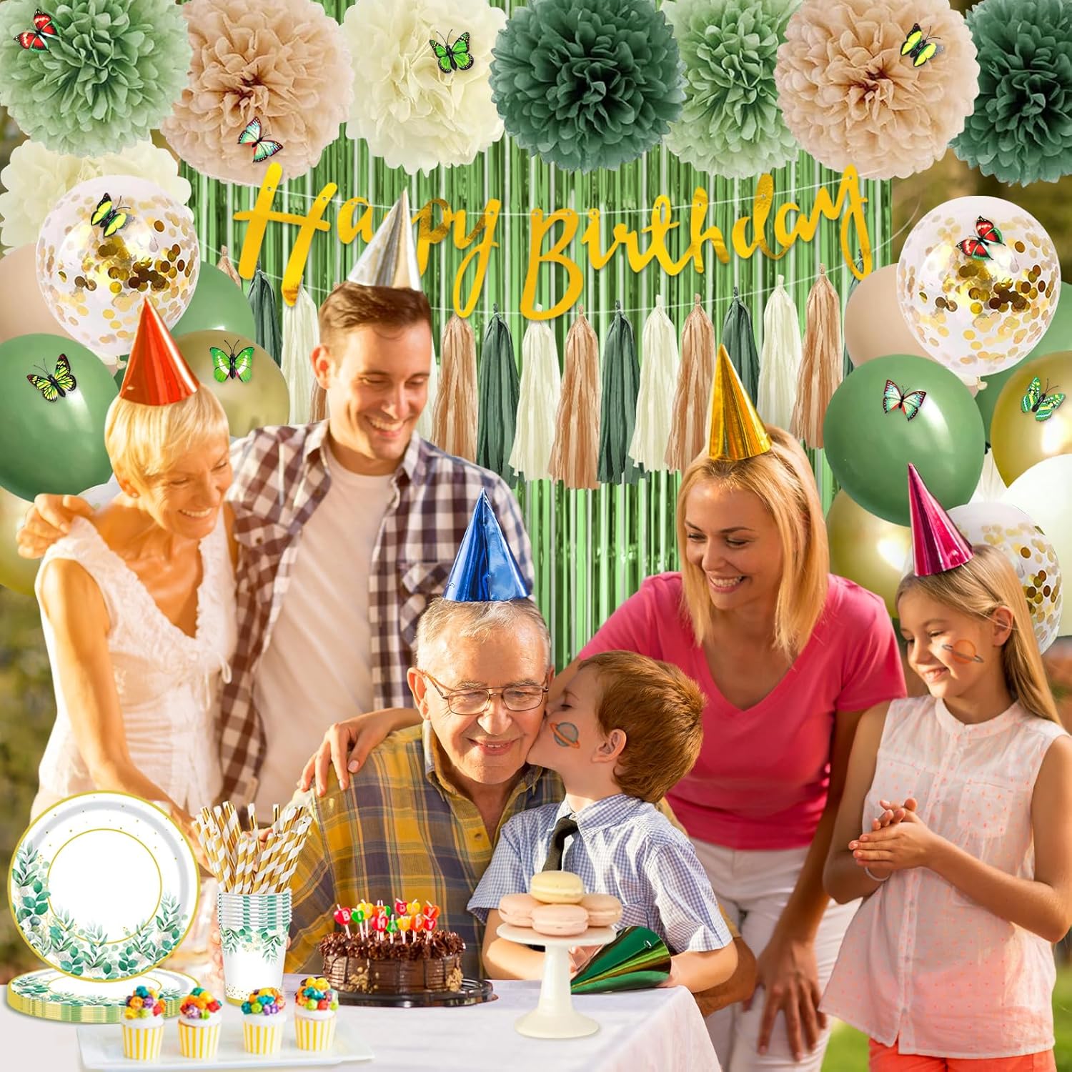 226 Pcs Sage Green Birthday Decorations for Women Girls