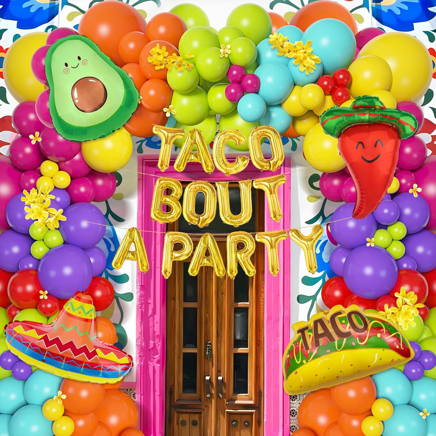 Amandir 169Pcs Mexican Fiesta Balloon Decor Kit