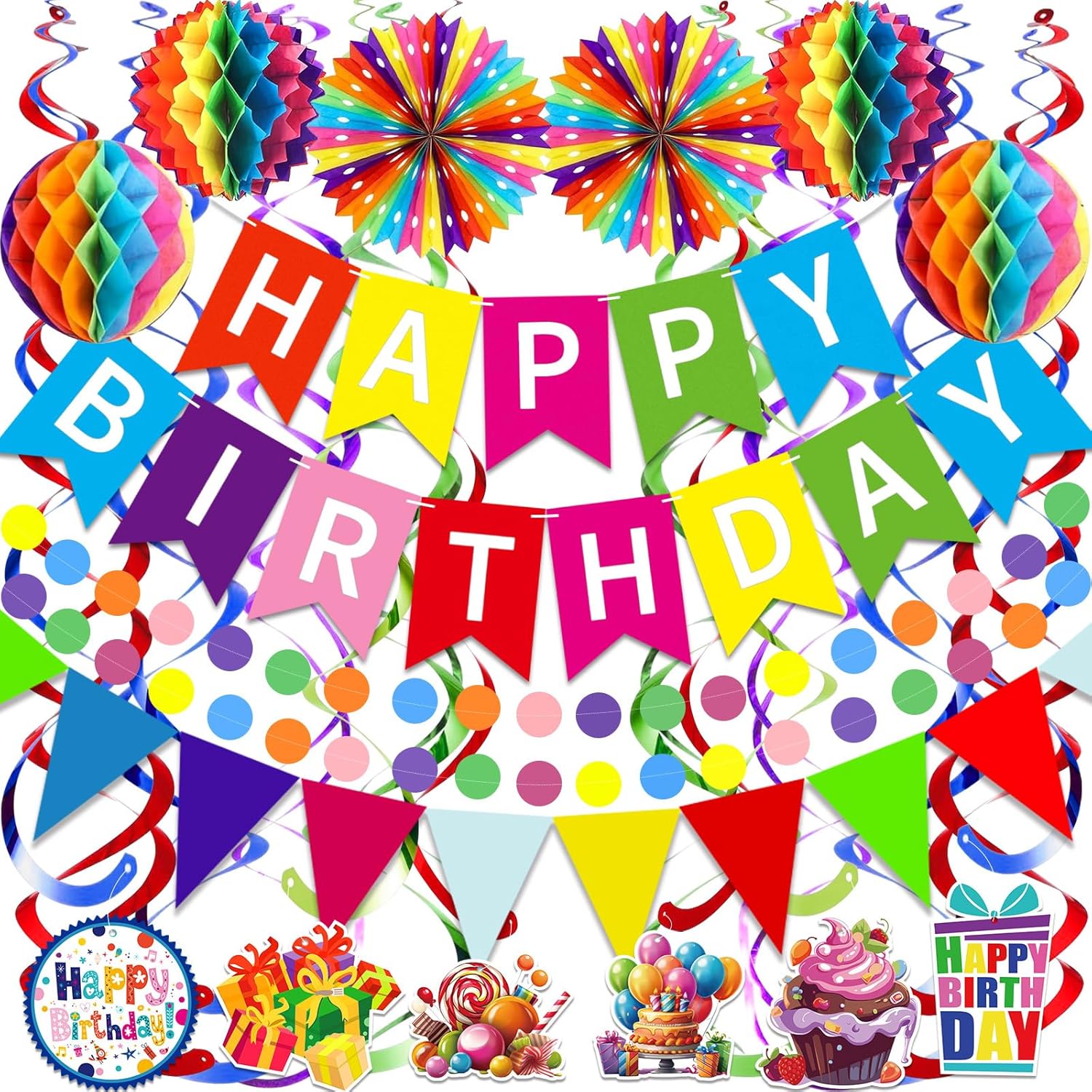 Colorful Happy Birthday Decorations Set
