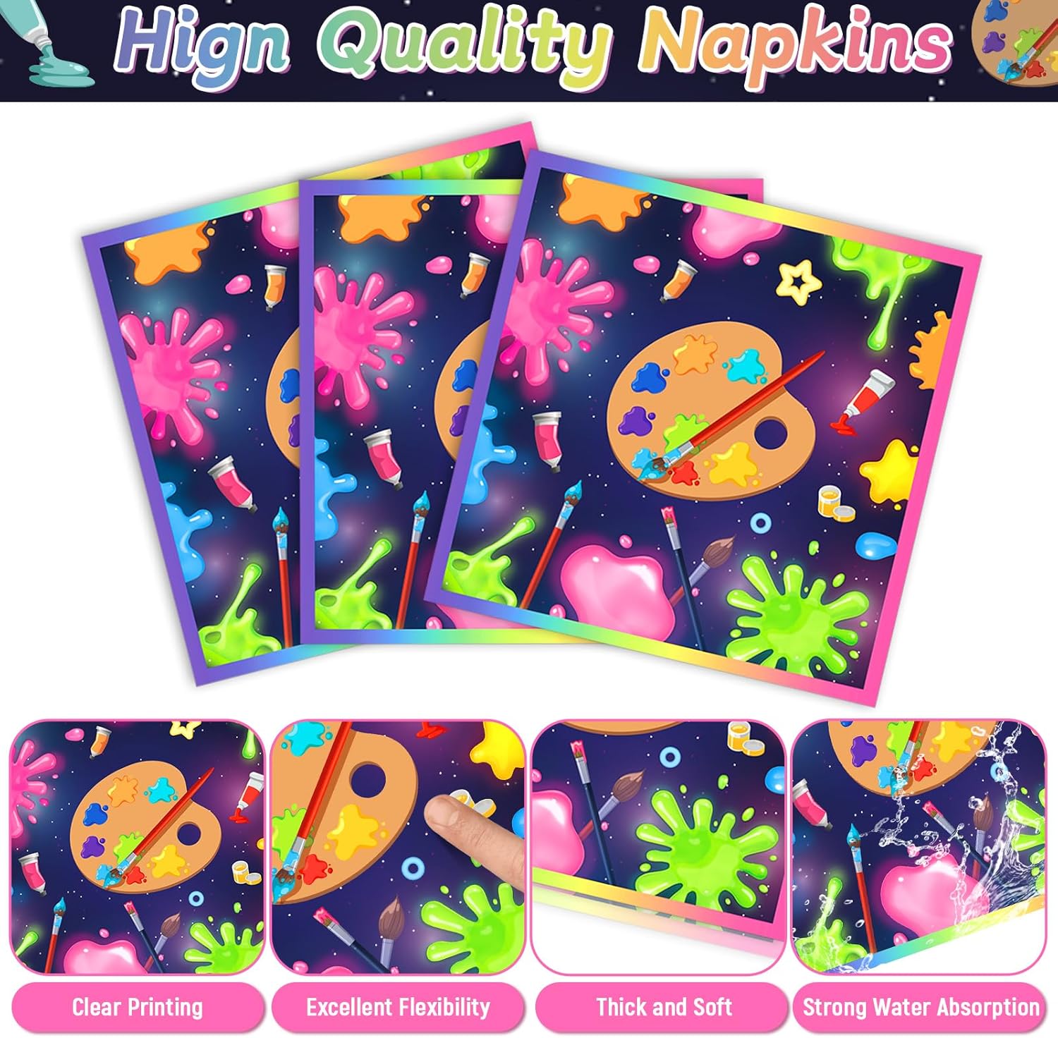 Justforjoyful 96Pcs Neon Paint Party Set for 24 Guests