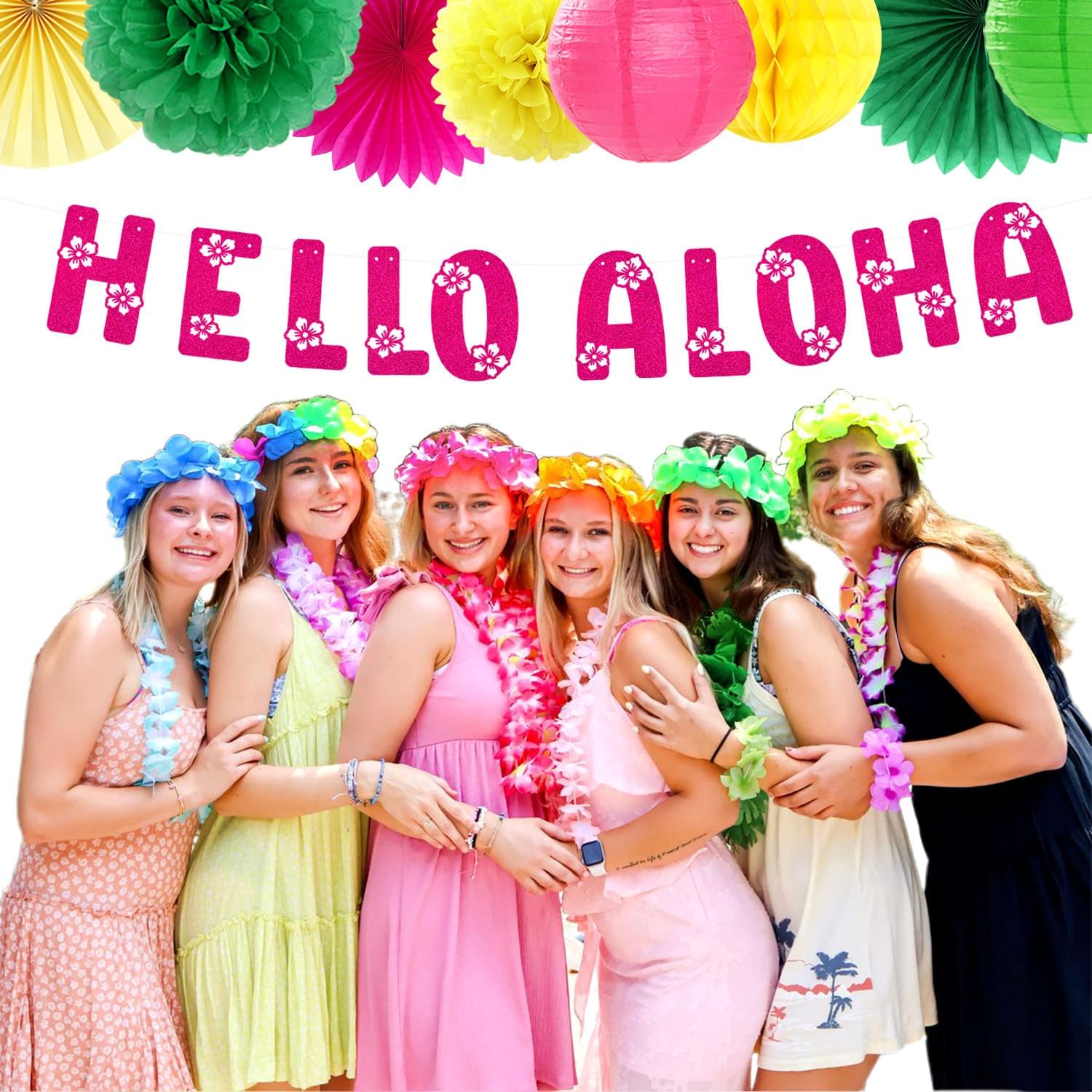 Hawaiian Aloha Flamingo Party Decorations 21pcs