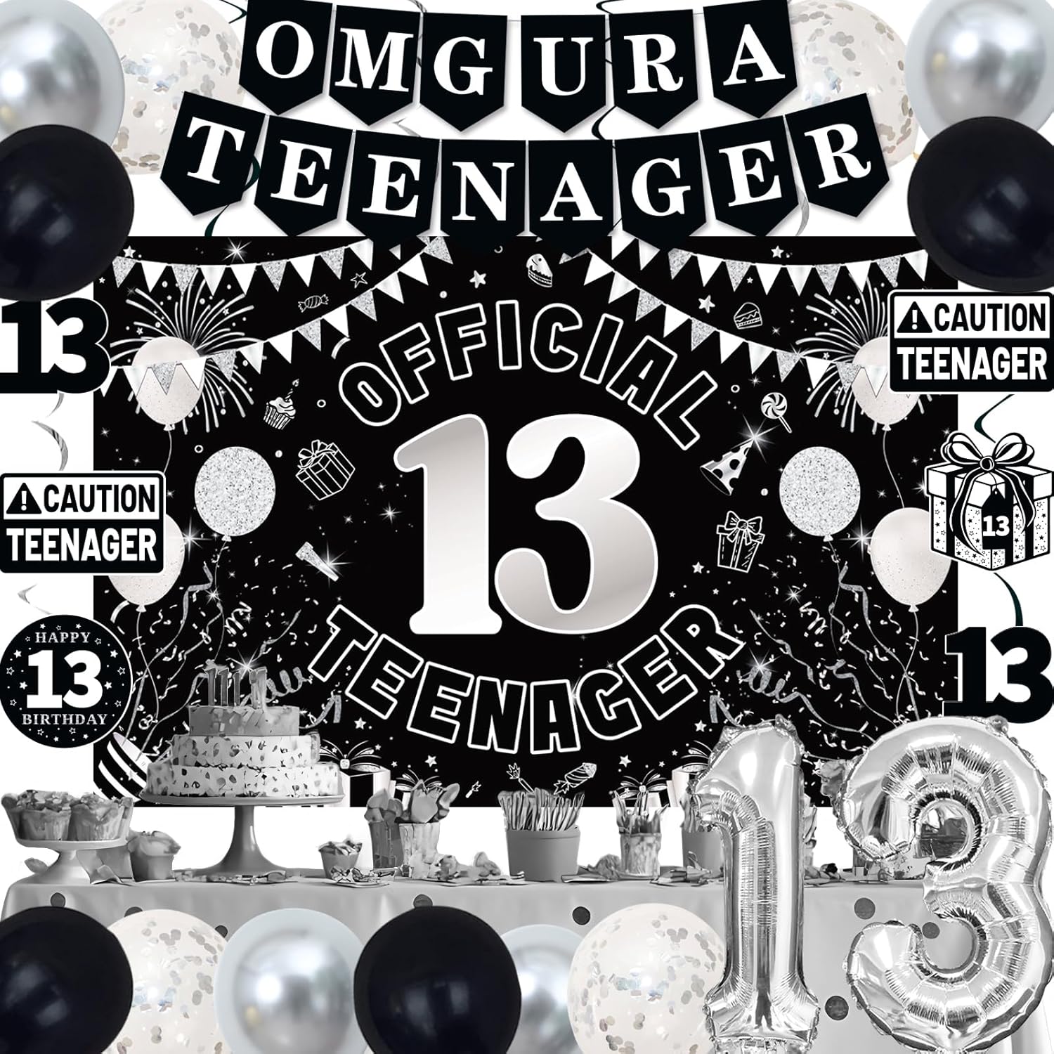 13th Birthday Decorations Set for Boys Girls