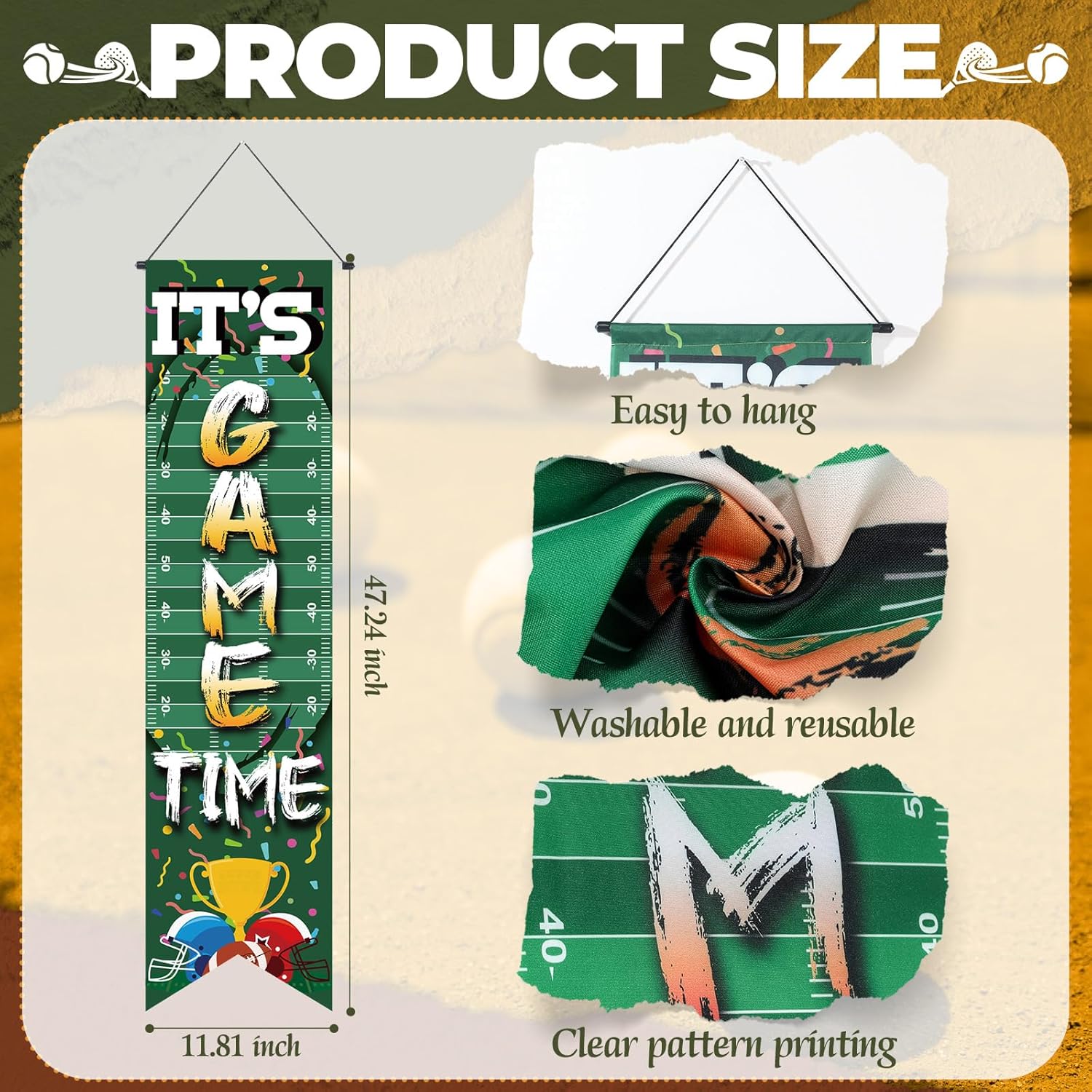 Breling Football Field Backdrop Banner Decorations 4 Pack
