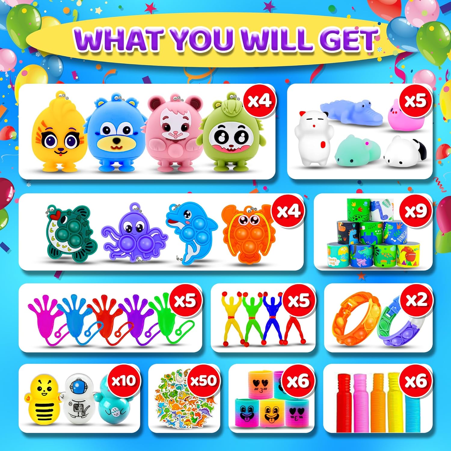 107Pcs Party Favors for Kids Fidget Toy Set