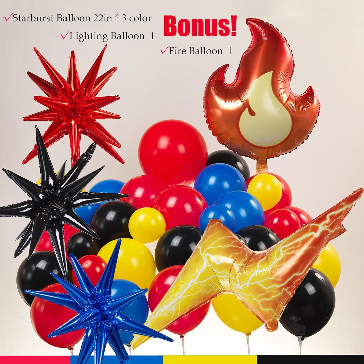 Red Yellow Blue Black Balloon Garland Kit 130pcs