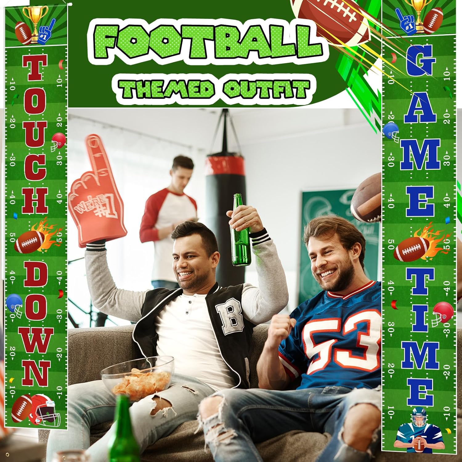 Ctosree Football Backdrop Banner Decor 4pcs Party Supplies