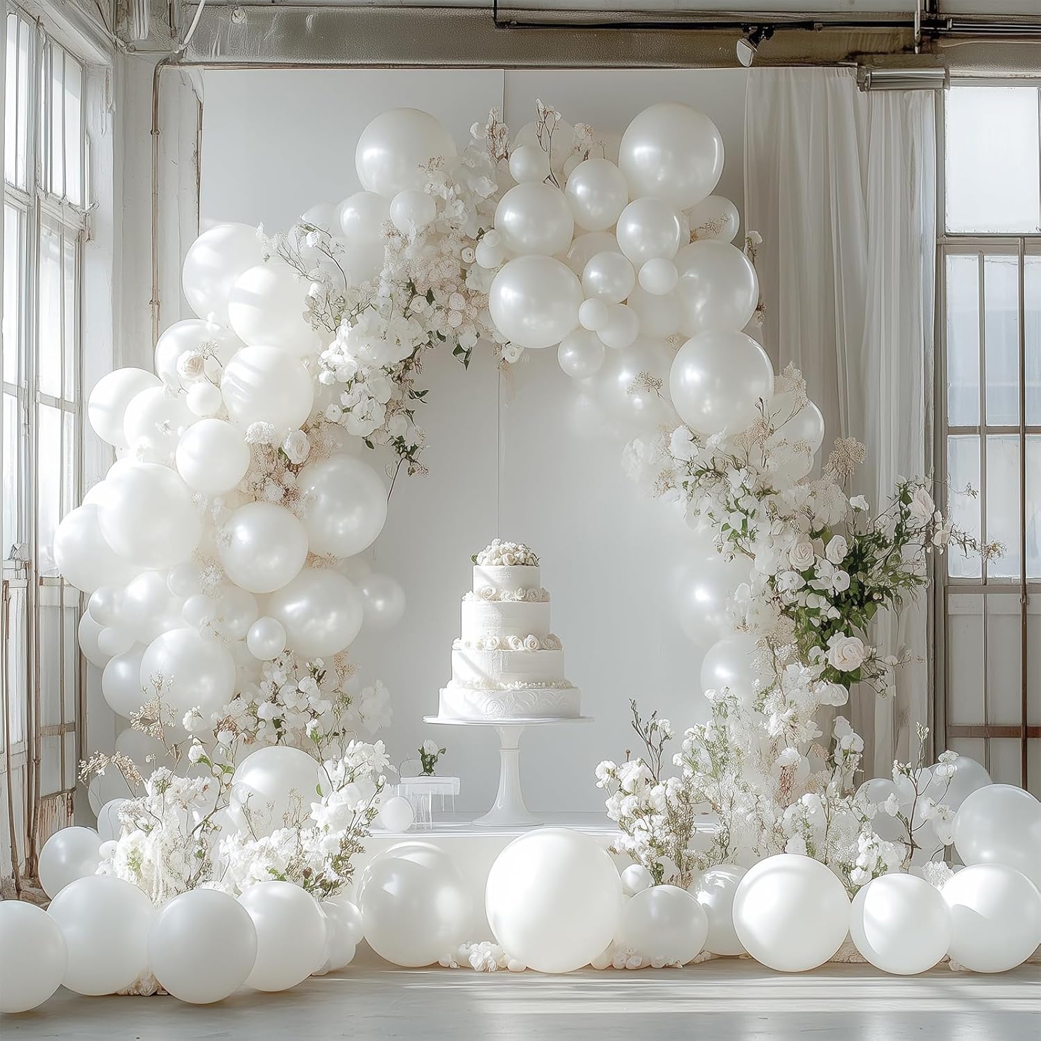 PartyWoo Pearl White Balloons 85pcs Arch Kit Garland Decorations