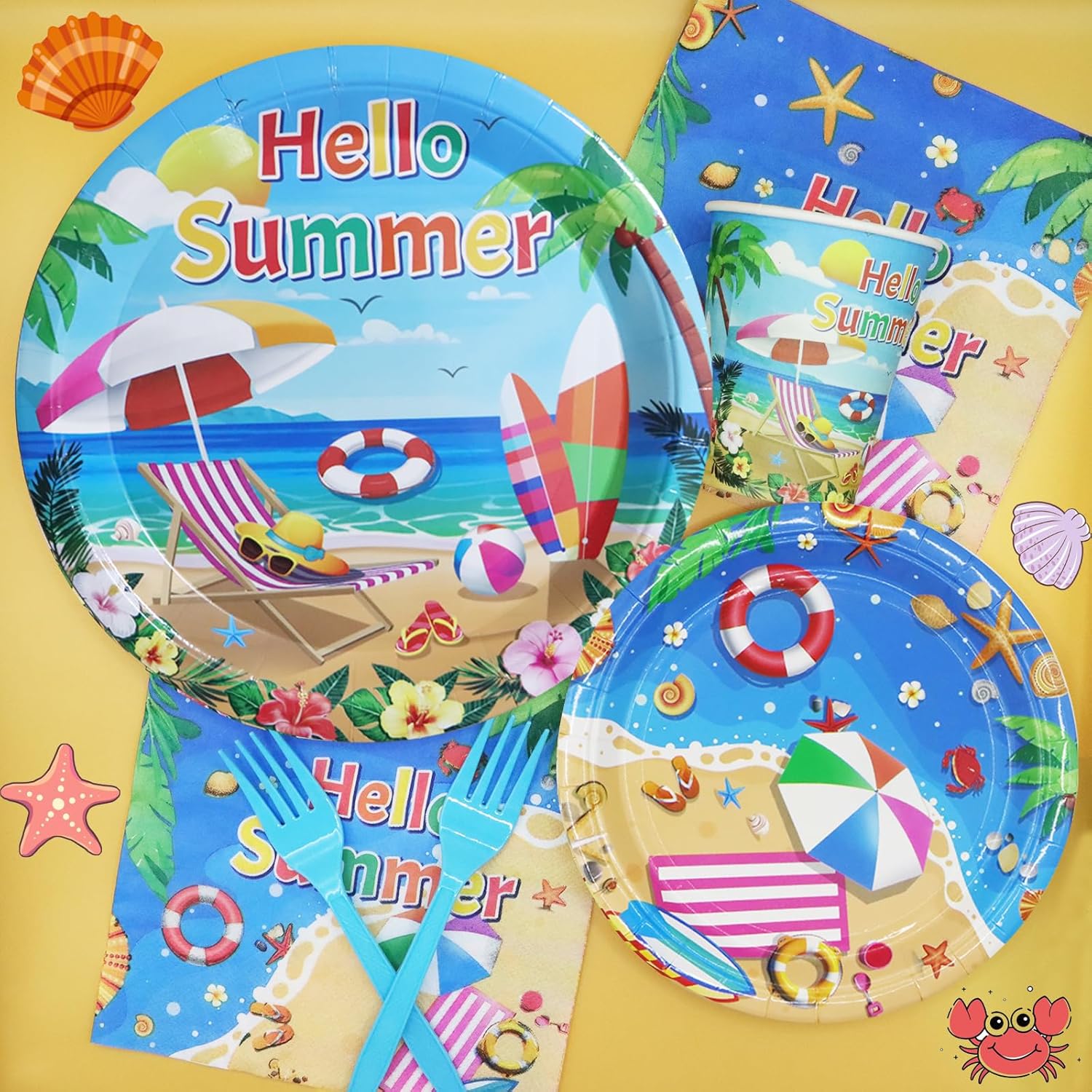 Decodinli 20 Piece Beach Party Tableware Set