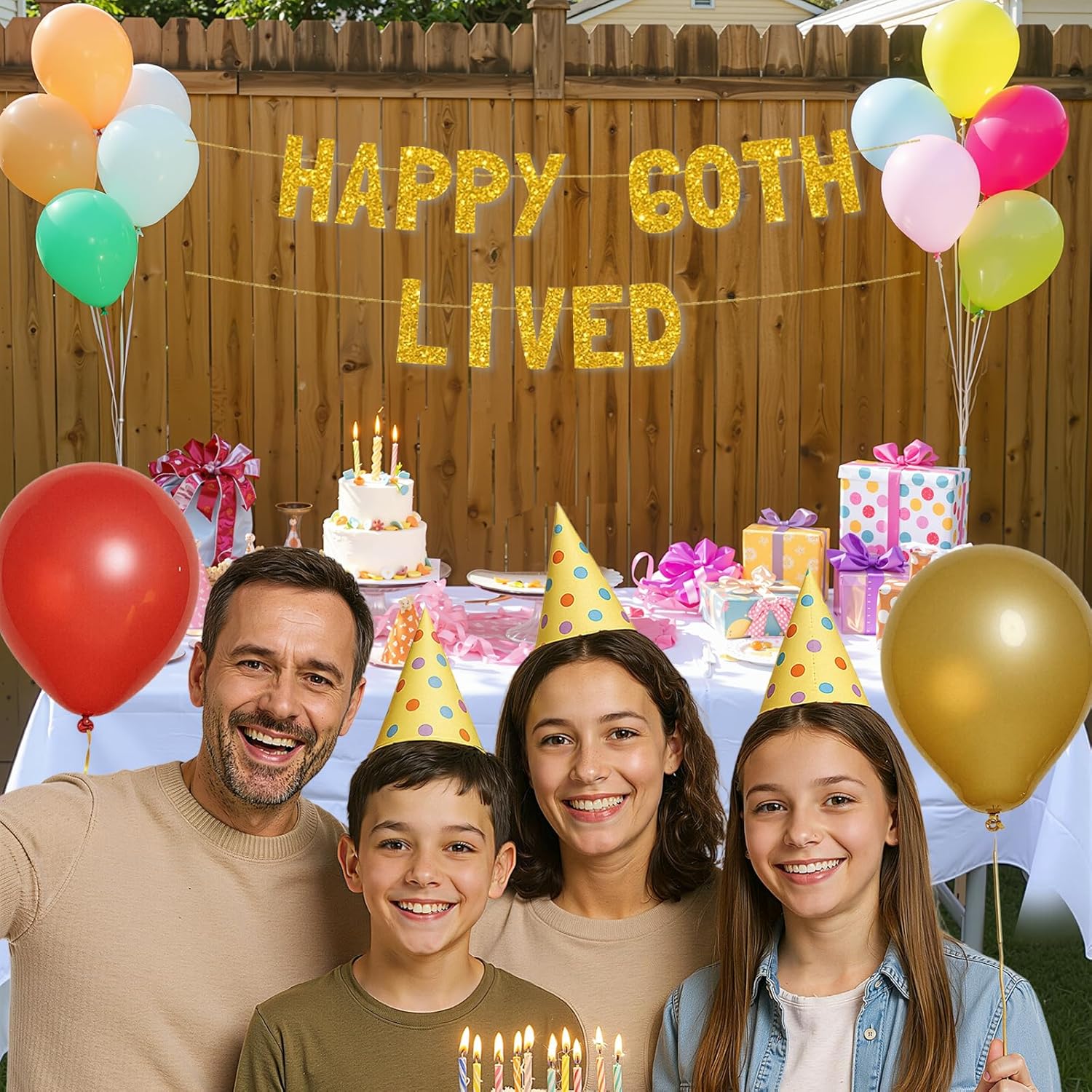 Meowoo Sparkling Gold Glitter Birthday Banner