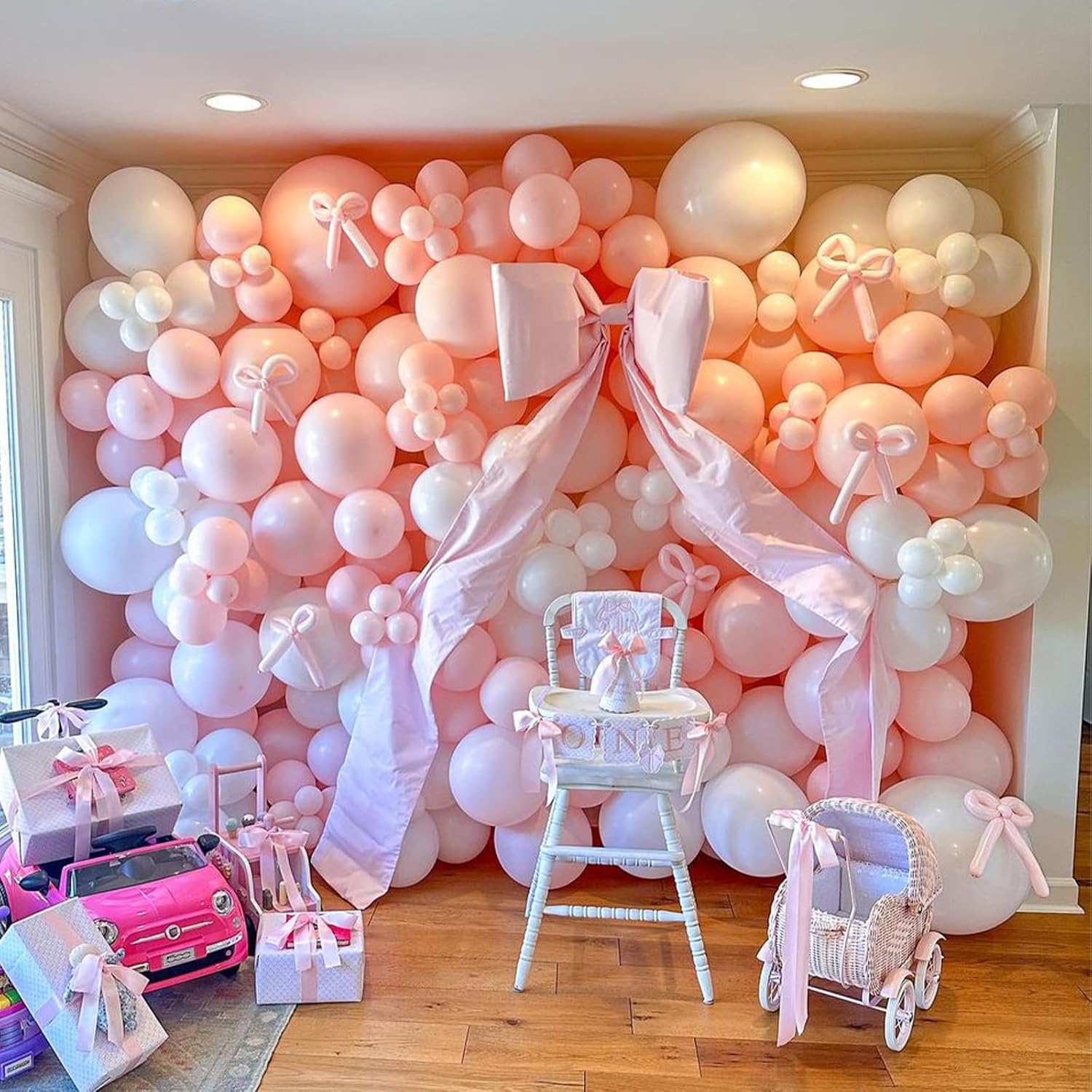 Coquette Birthday Balloon Decor Kit 149 Pcs Pink White
