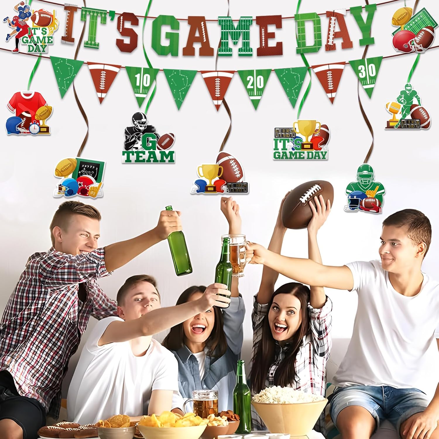Super Football Party Decorations 2025 Game Day Banner Hanging Swirls