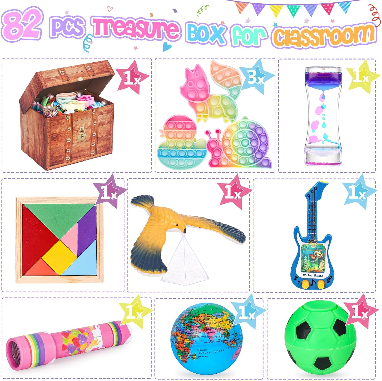 82 Piece Party Favor Toy Pack for Kids Classroom and Birthday