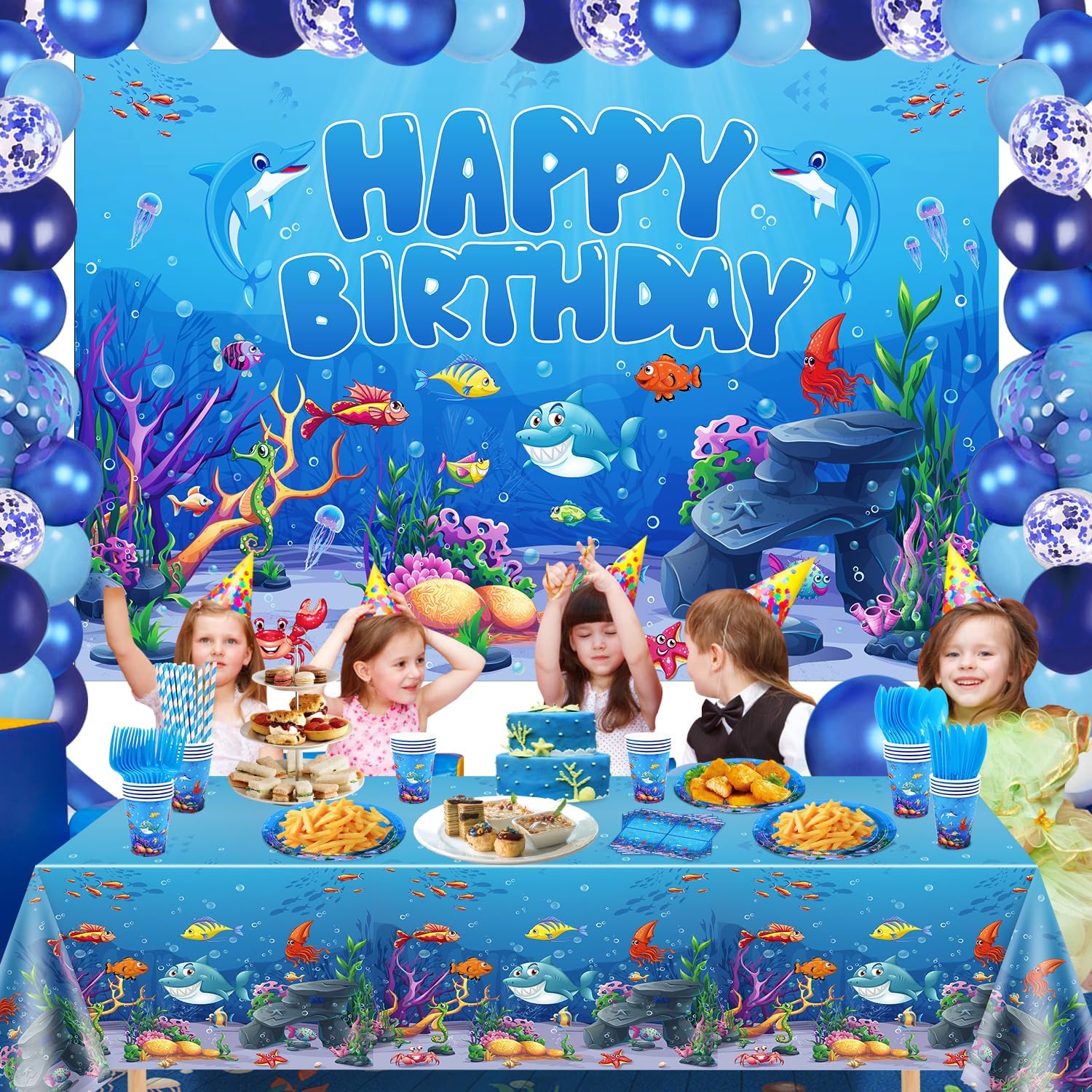 Dvaorc 206 Pack Under the Sea Party Supplies Set