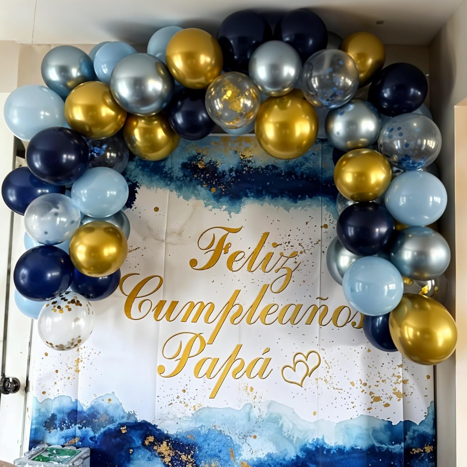 Blue Gold Balloon Garland Arch Kit for Party Decor