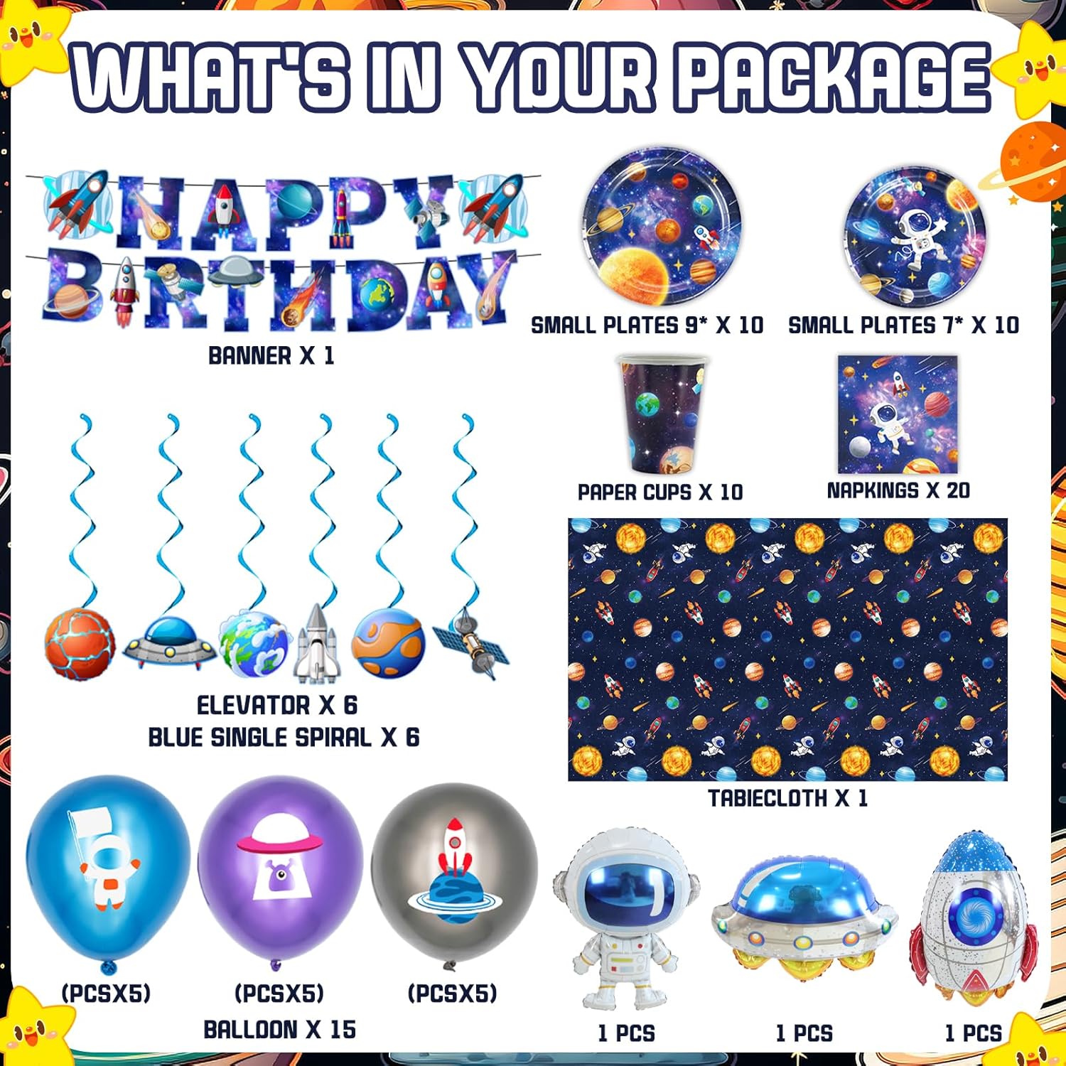 Outer Space Birthday Decor Set for Kids